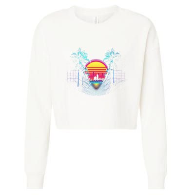 Outrun Synthwave Vaporwave Aesthetic 80S Retro Cropped Pullover Crew