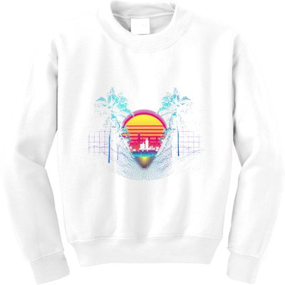 Outrun Synthwave Vaporwave Aesthetic 80S Retro Kids Sweatshirt