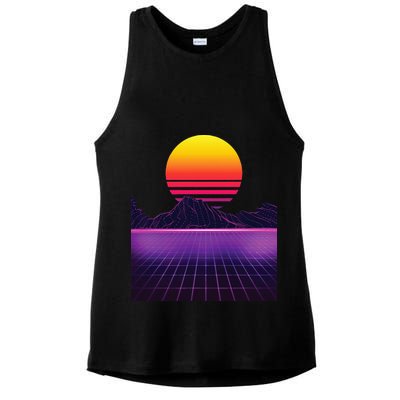 Outrun Synthwave Vaporwave Aesthetic 80s Retro Ladies PosiCharge Tri-Blend Wicking Tank