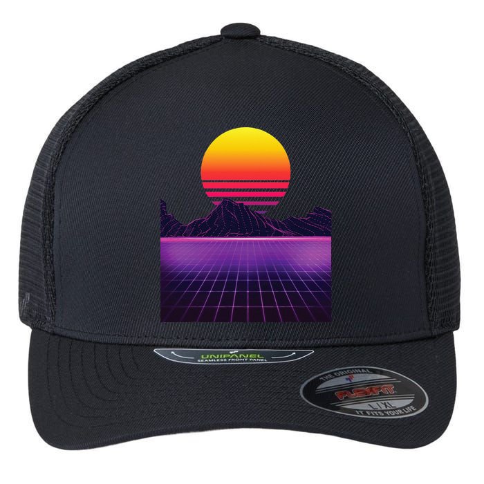 Outrun Synthwave Vaporwave Aesthetic 80s Retro Flexfit Unipanel Trucker Cap