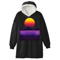 Outrun Synthwave Vaporwave Aesthetic 80s Retro Hooded Wearable Blanket