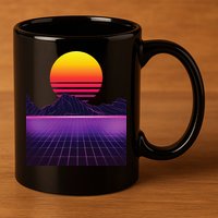 Outrun Synthwave Vaporwave Aesthetic 80s Retro 11oz C Handle Ceramic Mug