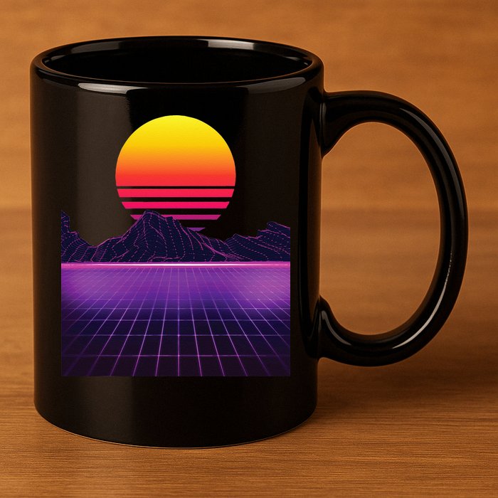 Outrun Synthwave Vaporwave Aesthetic 80s Retro 11oz C Handle Ceramic Mug