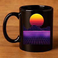 Outrun Synthwave Vaporwave Aesthetic 80s Retro 11oz C Handle Ceramic Mug