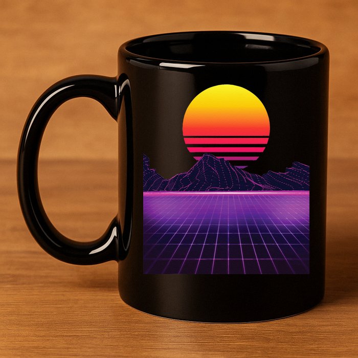 Outrun Synthwave Vaporwave Aesthetic 80s Retro 11oz C Handle Ceramic Mug