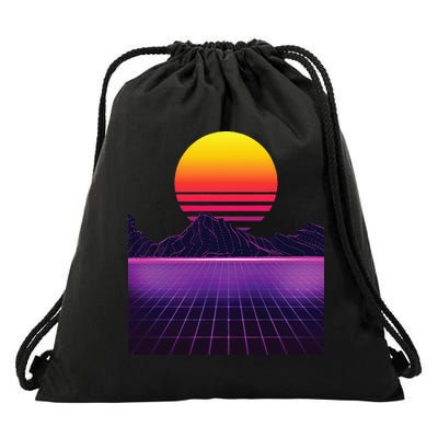 Outrun Synthwave Vaporwave Aesthetic 80s Retro Drawstring Bag