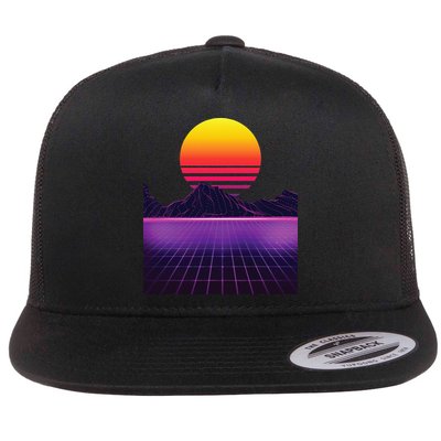 Outrun Synthwave Vaporwave Aesthetic 80s Retro Flatbill Hat