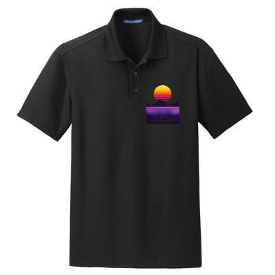 Outrun Synthwave Vaporwave Aesthetic 80s Retro Dry Zone Grid Polo