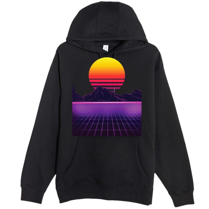 Outrun Synthwave Vaporwave Aesthetic 80s Retro Premium Pullover Hoodie