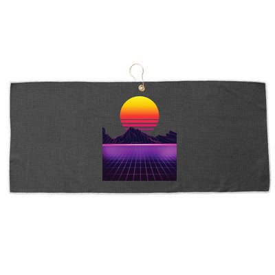 Outrun Synthwave Vaporwave Aesthetic 80s Retro Large Microfiber Waffle Golf Towel
