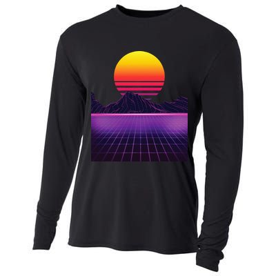 Outrun Synthwave Vaporwave Aesthetic 80s Retro Cooling Performance Long Sleeve Crew