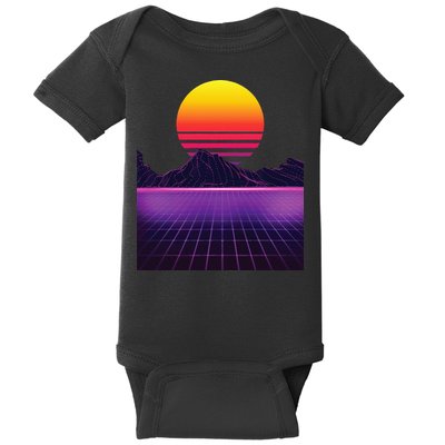Outrun Synthwave Vaporwave Aesthetic 80s Retro Baby Bodysuit