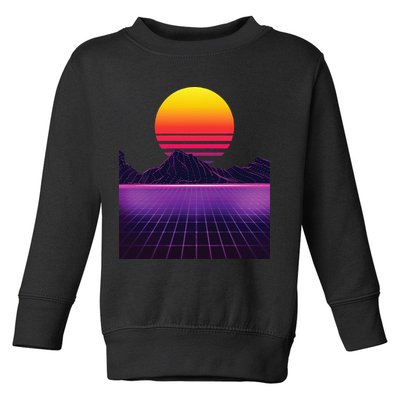 Outrun Synthwave Vaporwave Aesthetic 80s Retro Toddler Sweatshirt