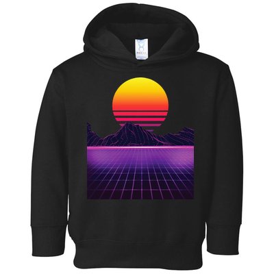 Outrun Synthwave Vaporwave Aesthetic 80s Retro Toddler Hoodie