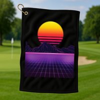 Outrun Synthwave Vaporwave Aesthetic 80s Retro Golf Towel