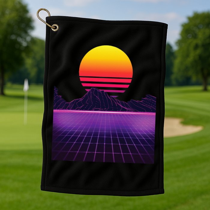 Outrun Synthwave Vaporwave Aesthetic 80s Retro Golf Towel