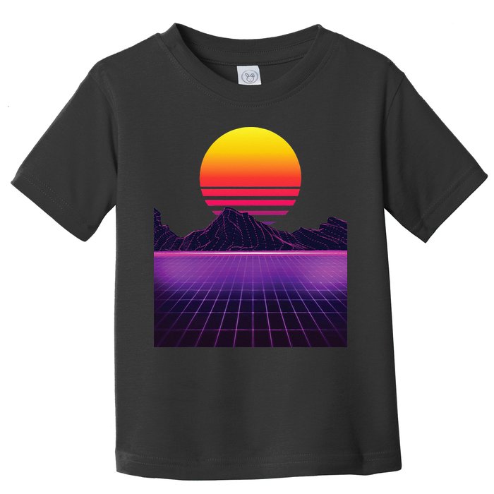 Outrun Synthwave Vaporwave Aesthetic 80s Retro Toddler T-Shirt