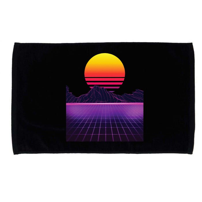Outrun Synthwave Vaporwave Aesthetic 80s Retro Microfiber Hand Towel