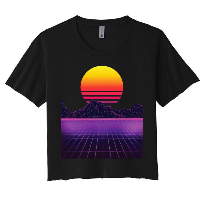 Outrun Synthwave Vaporwave Aesthetic 80s Retro Crop Top