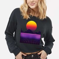 Outrun Synthwave Vaporwave Aesthetic 80s Retro Cropped Pullover Crew