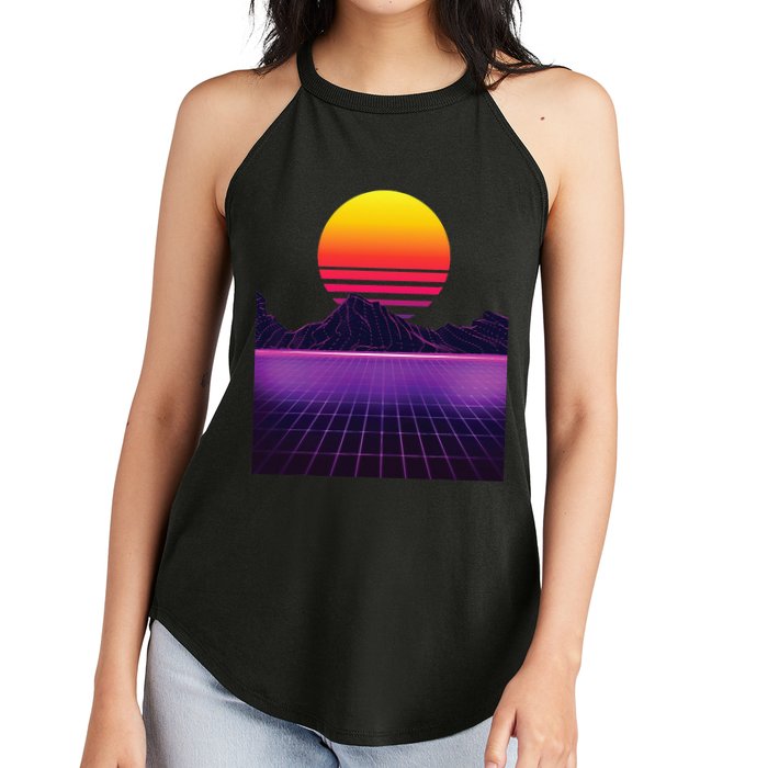 Outrun Synthwave Vaporwave Aesthetic 80s Retro Women's Perfect Tri Rocker Tank