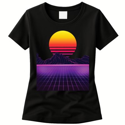 Outrun Synthwave Vaporwave Aesthetic 80s Retro Womens T-Shirt