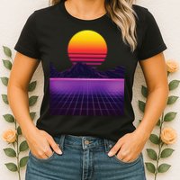 Outrun Synthwave Vaporwave Aesthetic 80s Retro Womens T-Shirt
