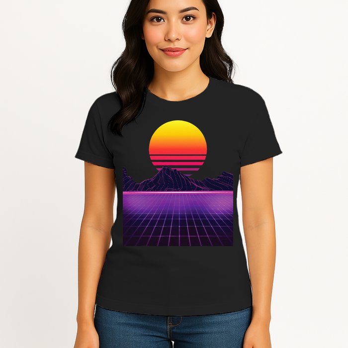 Outrun Synthwave Vaporwave Aesthetic 80s Retro Womens T-Shirt