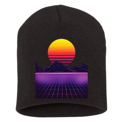 Outrun Synthwave Vaporwave Aesthetic 80s Retro Short Acrylic Beanie