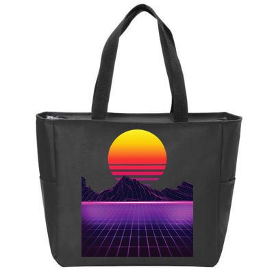 Outrun Synthwave Vaporwave Aesthetic 80s Retro Zip Tote Bag