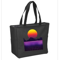 Outrun Synthwave Vaporwave Aesthetic 80s Retro Zip Tote Bag