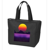 Outrun Synthwave Vaporwave Aesthetic 80s Retro Zip Tote Bag