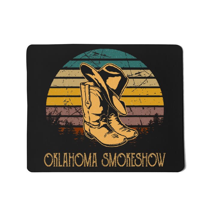 Oklahoma Smokeshow Vintage Deserts Western Cow Boots Hat Mousepad