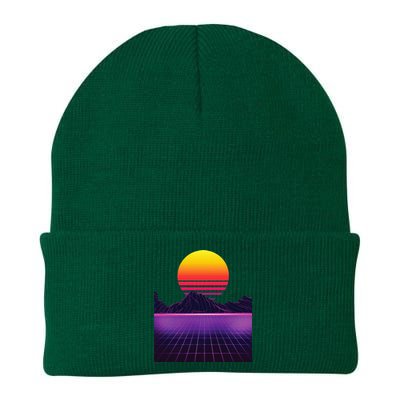 Outrun Synthwave Vaporwave Aesthetic 80s Retro Knit Cap Winter Beanie