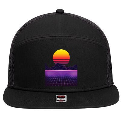 Outrun Synthwave Vaporwave Aesthetic 80s Retro 7 Panel Mesh Trucker Snapback Hat