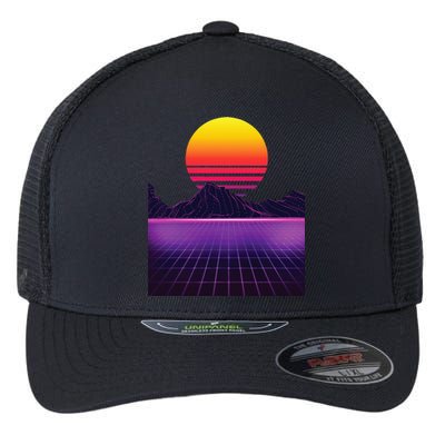 Outrun Synthwave Vaporwave Aesthetic 80s Retro Flexfit Unipanel Trucker Cap