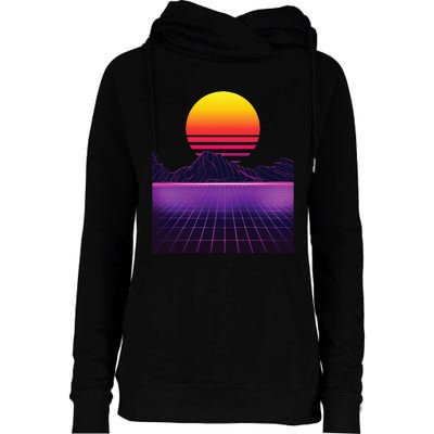 Outrun Synthwave Vaporwave Aesthetic 80s Retro Womens Funnel Neck Pullover Hood