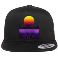 Outrun Synthwave Vaporwave Aesthetic 80s Retro Flat Bill Trucker Hat