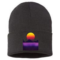 Outrun Synthwave Vaporwave Aesthetic 80s Retro Sustainable Knit Beanie