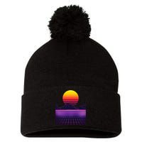 Outrun Synthwave Vaporwave Aesthetic 80s Retro Pom Pom 12in Knit Beanie