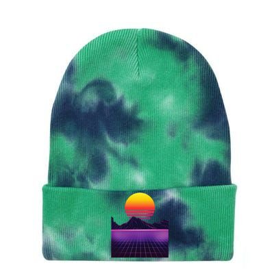 Outrun Synthwave Vaporwave Aesthetic 80s Retro Tie Dye 12in Knit Beanie