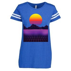 Outrun Synthwave Vaporwave Aesthetic 80s Retro Enza Ladies Jersey Football T-Shirt