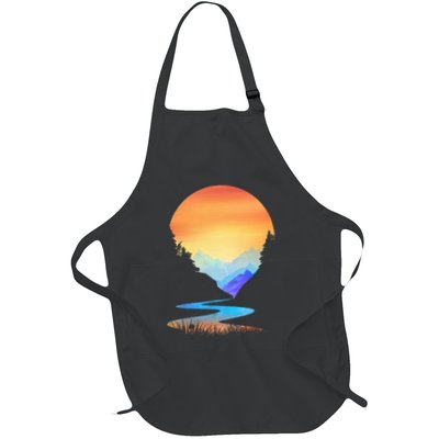 Outdoor Sunset Vintage Style Mountains Sun Nature Apron