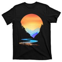 Outdoor Sunset Vintage Style Mountains Sun Nature T-Shirt