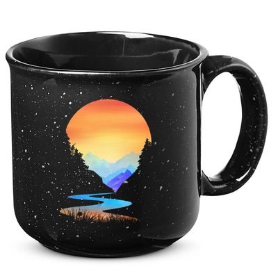 Outdoor Sunset Vintage Style Mountains Sun Nature 15oz Campfire Ceramic Mug