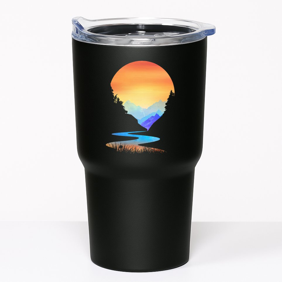 Outdoor Sunset Vintage Style Mountains Sun Nature Tumbler