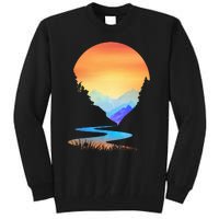 Outdoor Sunset Vintage Style Mountains Sun Nature Tall Sweatshirt