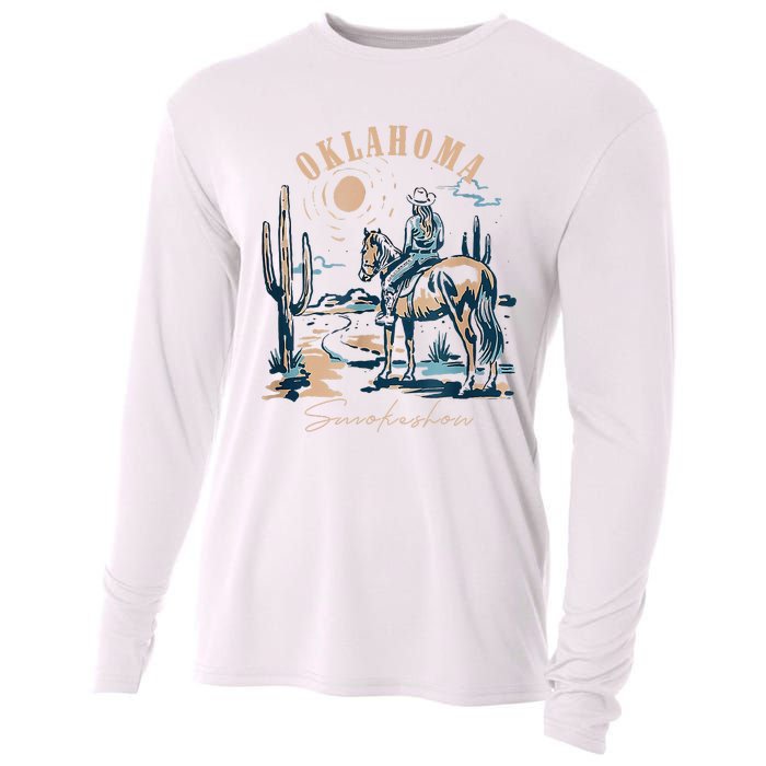 Oklahoma Smokeshow Western Oklahoma Smokeshow Cowboy Rodeo Cooling Performance Long Sleeve Crew