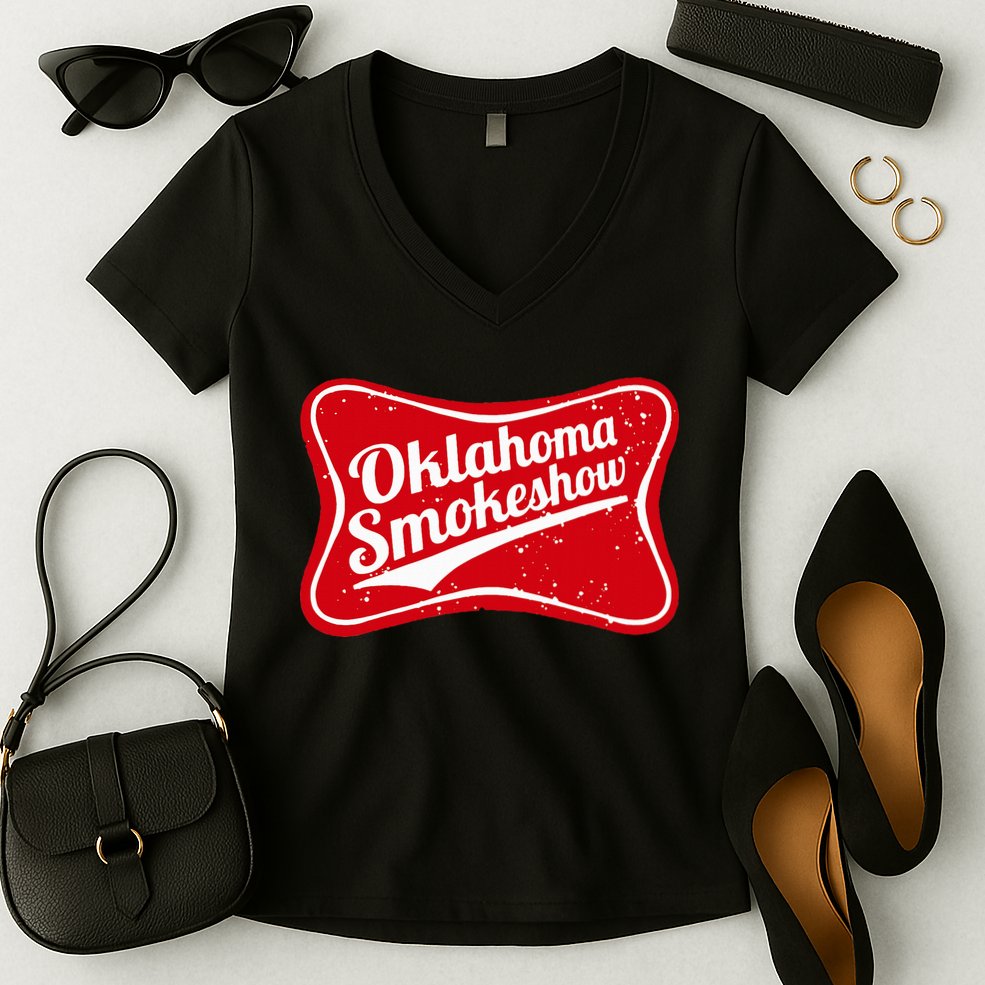 Oklahoma Smokeshow Western Country Music Women's V-Neck T-Shirt