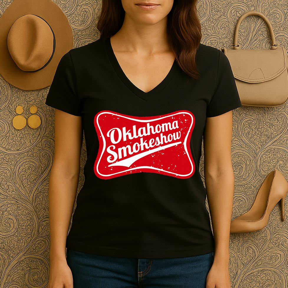 Oklahoma Smokeshow Western Country Music Women's V-Neck T-Shirt
